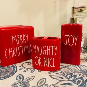 Rae Dunn Merry Christmas bathroom set